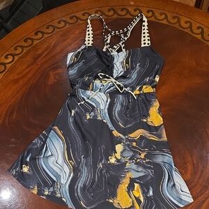 Stylish Black and Yellow Women's One Piece Swimsuit